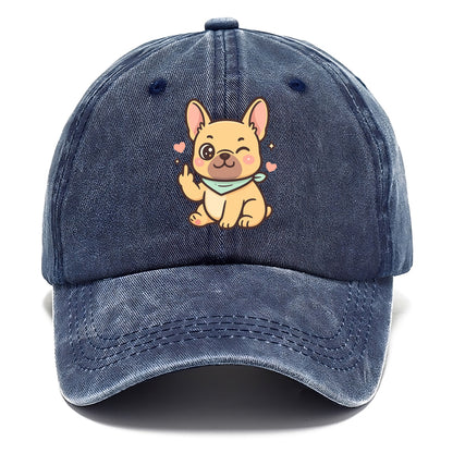 French Bulldog sitting with bat ears up, strong paw with sass - Classic Cap - Twilight Navy(Blue)