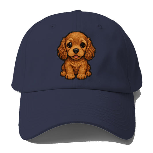 Baby Cocker Spaniel Puppy - long wavy ears, soulful eyes, silky coat, front-facing, - Baseball Cap - Twilight Navy(Blue)