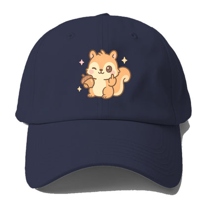 sweet squirrel holding acorn in one paw, flipping off with the other - Baseball Cap For Big Heads - Twilight Navy(Blue)