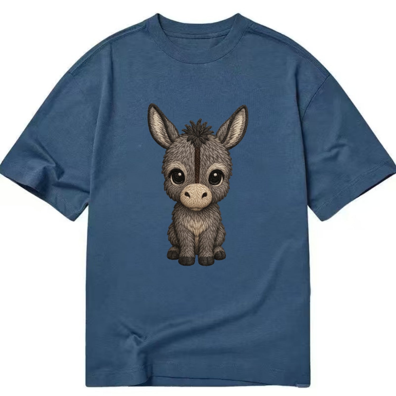Baby Donkey Foal - gray fluffy, long ears, dark stripe, gentle eyes, - Classic T-shirt - Twilight Navy(Blue)