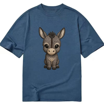 Baby Donkey Foal - gray fluffy, long ears, dark stripe, gentle eyes, - Classic T-shirt - Twilight Navy(Blue)