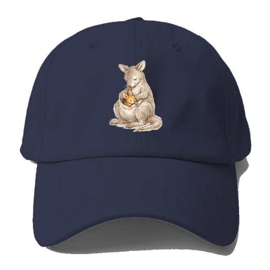 MOTHER'S POUCH | Kangaroo maternal embrace | Joey safe inside | - Baseball Cap For Big Heads - Twilight Navy(Blue)