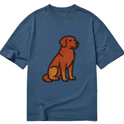 Nova Scotia Duck Tolling Retriever - Red embroidered pose - Classic T-shirt - Twilight Navy(Blue)