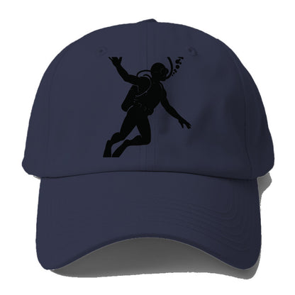 Scuba diver descending with gear - Baseball Cap For Big Heads - Twilight Navy(Blue)
