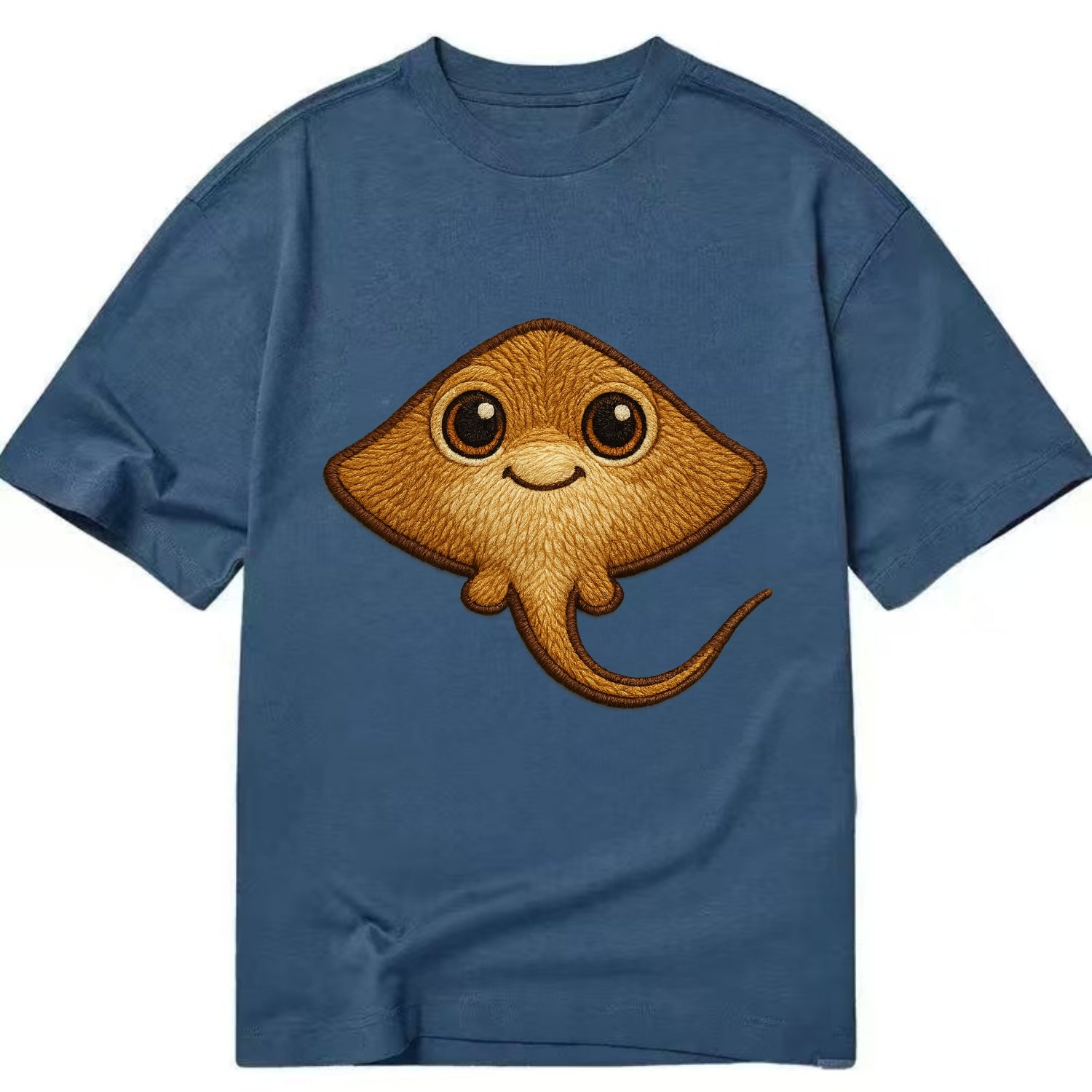 Baby Stingray - flat body, long tail, eyes on top, front-facing, friendly - Classic T-shirt - Twilight Navy(Blue)