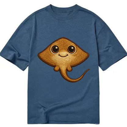 Baby Stingray - flat body, long tail, eyes on top, front-facing, friendly - Classic T-shirt - Twilight Navy(Blue)
