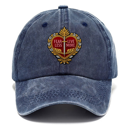 FEAR LESS LIVE MORE - heart with text in red , courage - Classic Cap - Twilight Navy(Blue)