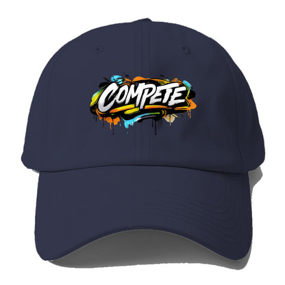Bold typography design - "COMPETE" - competitive spirit, love the game - Baseball Cap For Big Heads - Twilight Navy(Blue)
