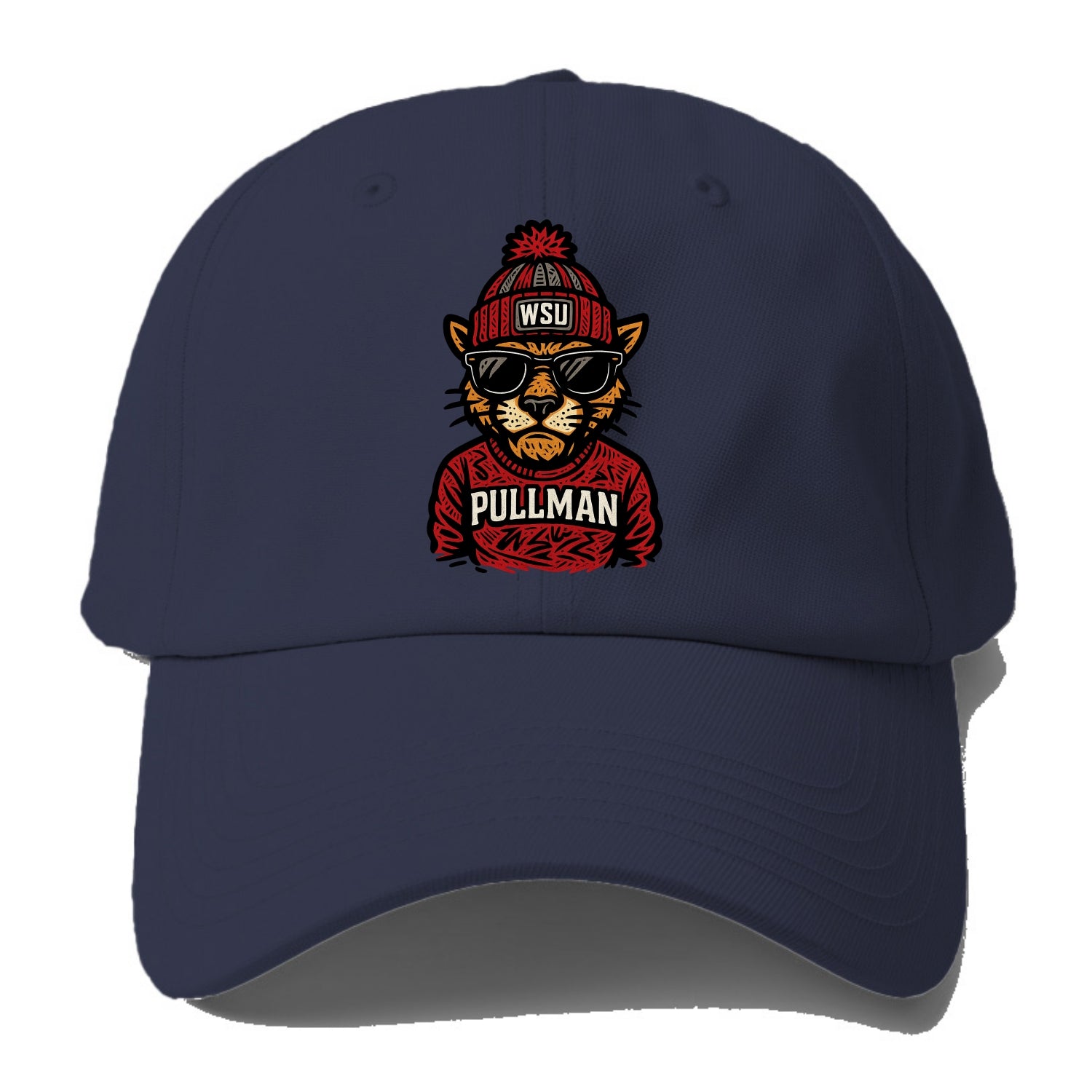 Pullman Cougar wearing Washington State beanie with WSU patch - Baseball Cap For Big Heads - Twilight Navy(Blue)
