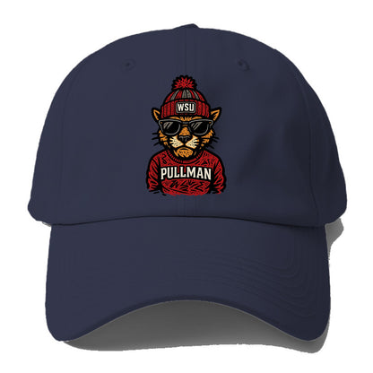 Pullman Cougar wearing Washington State beanie with WSU patch - Baseball Cap For Big Heads - Twilight Navy(Blue)