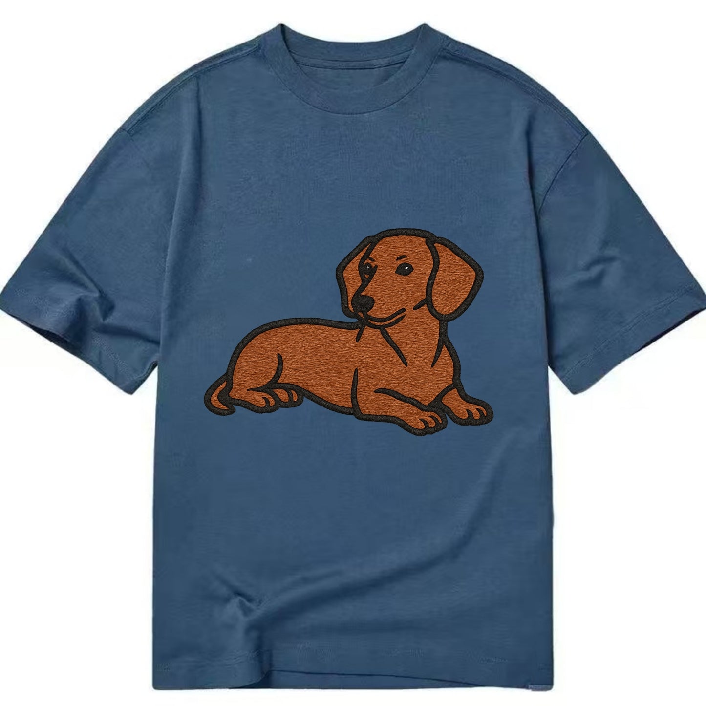 Dachshund - Red smooth relaxed lying dow Classic T-shirt - Twilight Navy(Blue)