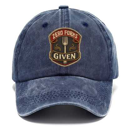 ZERO FORKS GIVEN - fork with text in silver , no cares attitude - Classic Cap - Twilight Navy(Blue)