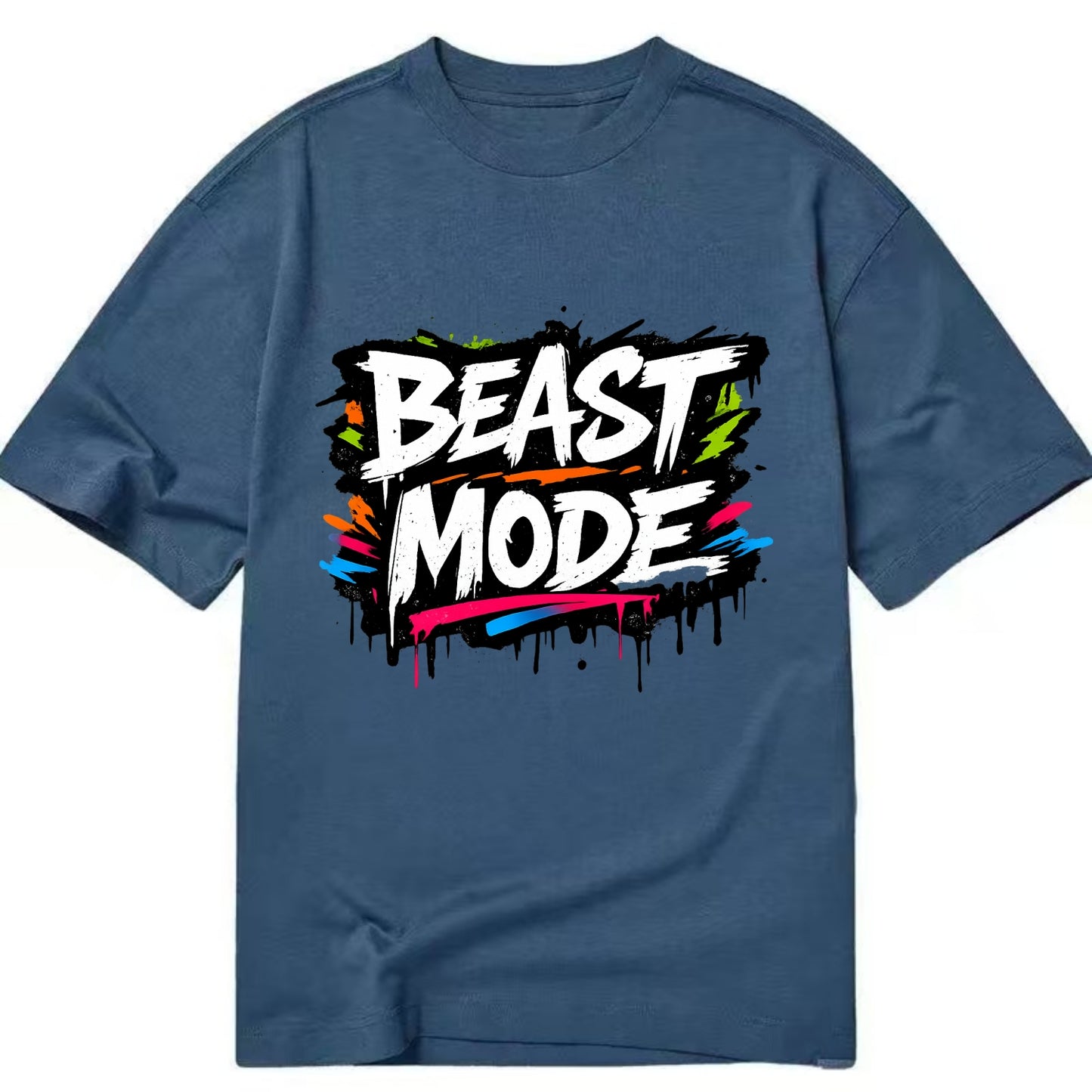 Bold typography design - "BEAST MODE" - intense workout, maximum effort - Classic T-shirt - Twilight Navy(Blue)