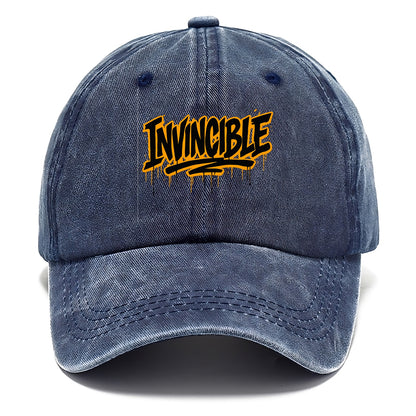 Bold typography design - "INVINCIBLE" - cannot be defeated, unconquerable - Classic Cap - Twilight Navy(Blue)