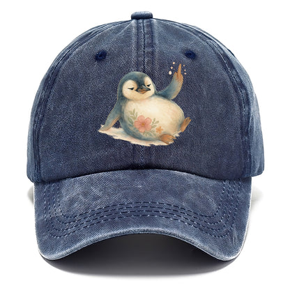 chubby penguin sliding on belly, one flipper up giving attitude - Classic Cap - Twilight Navy(Blue)