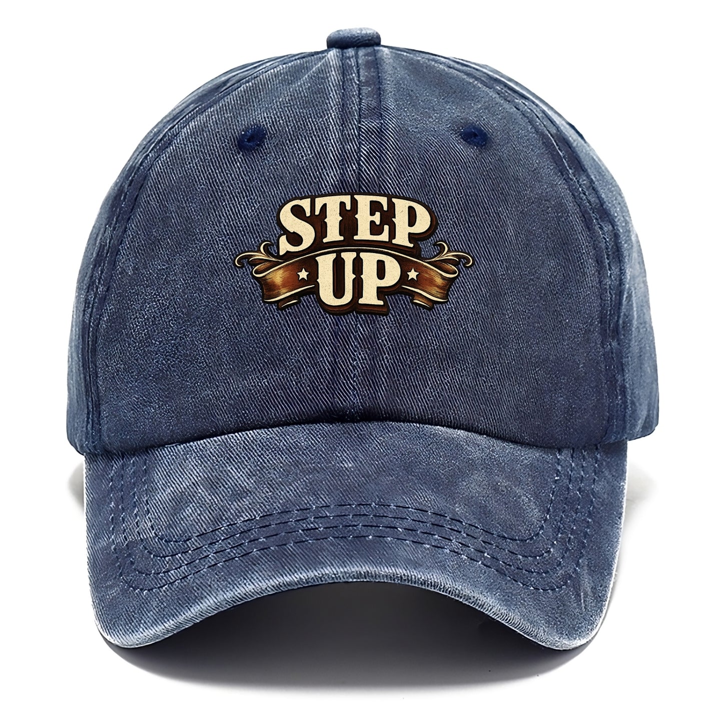 Bold typography design - "STEP UP" - rise to occasion, take charge - Classic Cap - Twilight Navy(Blue)