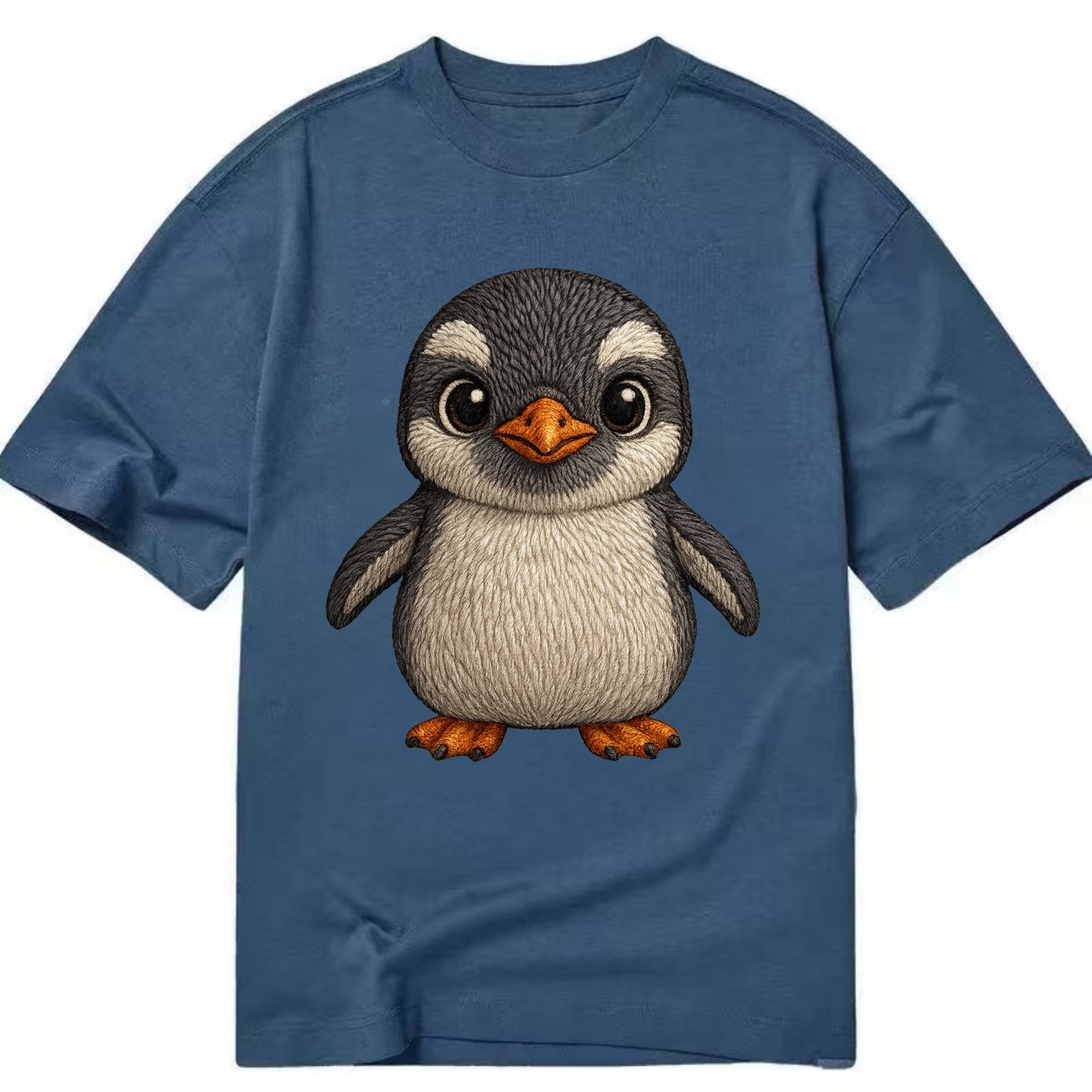 Baby Gentoo Penguin - orange beak, white cap, bright eyes, front-facing, energetic - Classic T-shirt - Twilight Navy(Blue)