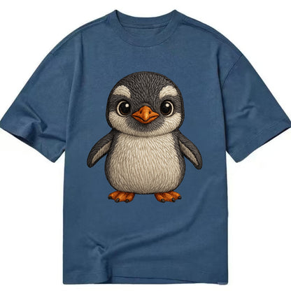 Baby Gentoo Penguin - orange beak, white cap, bright eyes, front-facing, energetic - Classic T-shirt - Twilight Navy(Blue)