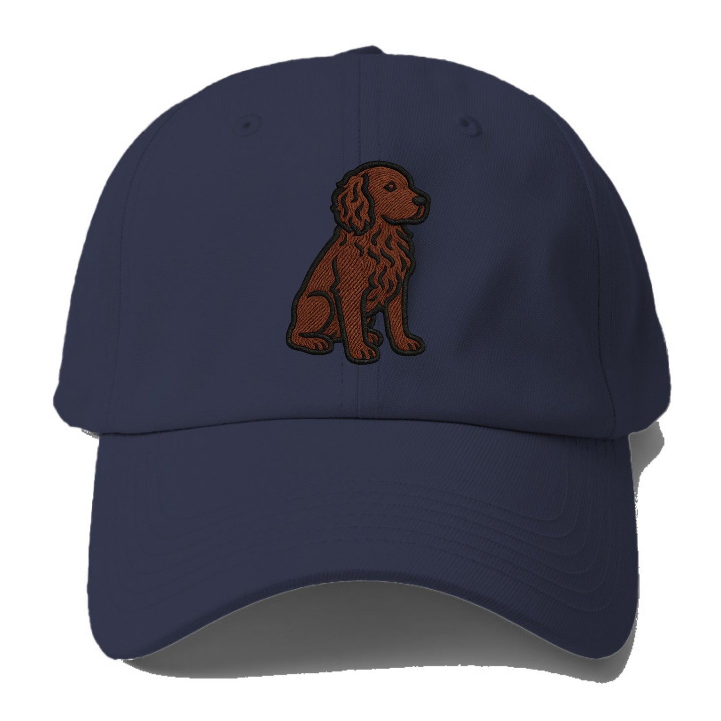 Boykin Spaniel - Rich chocolate brown wavy coat embroidered sitting pose - Baseball Cap - Twilight Navy(Blue)