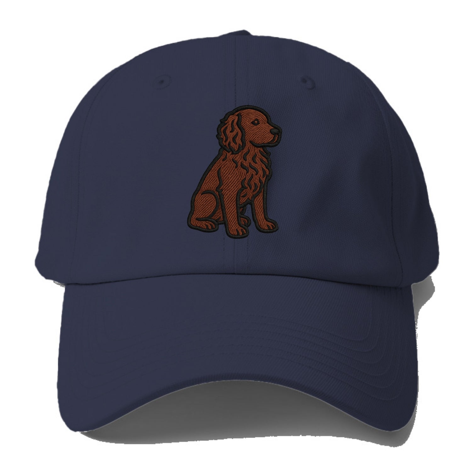 Boykin Spaniel - Rich chocolate brown wavy coat embroidered sitting pose - Baseball Cap - Twilight Navy(Blue)