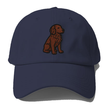 Boykin Spaniel - Rich chocolate brown wavy coat embroidered sitting pose - Baseball Cap - Twilight Navy(Blue)