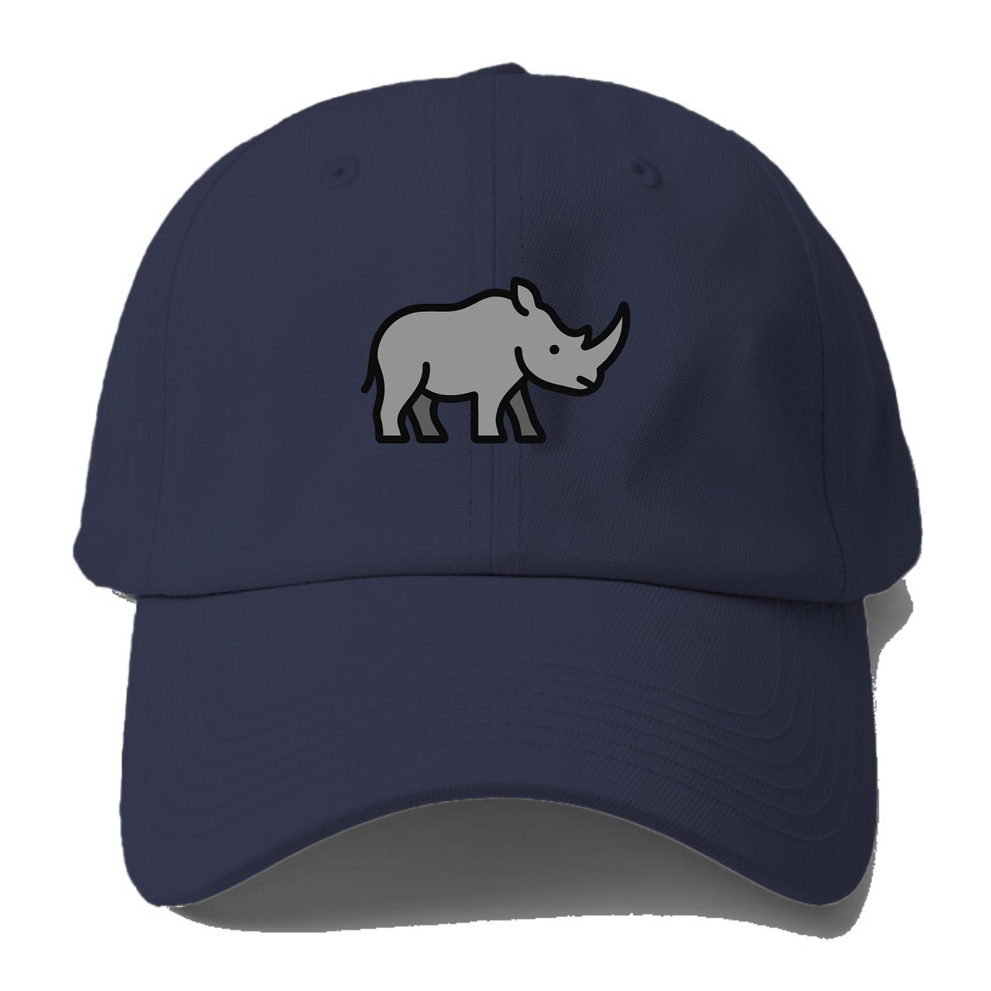 Rhinoceros - Gray with horn flat side profile - Baseball Cap - Twilight Navy(Blue)