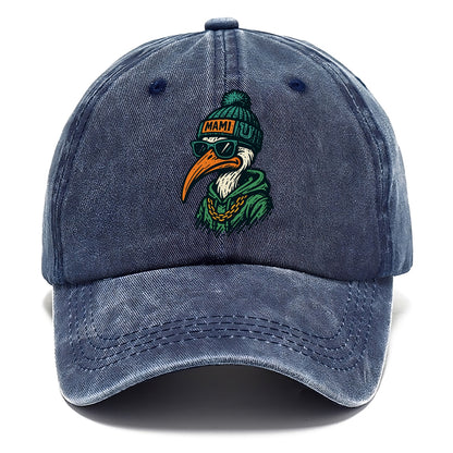 Coral Gables Ibis wearing Miami beanie with U patch - Classic Cap - Twilight Navy(Blue)