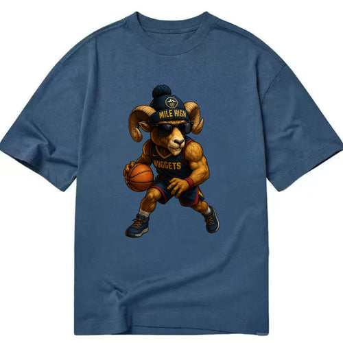 Mile High Bighorn wearing Nuggets beanie with mountain patch and wayfarer - Classic T-shirt