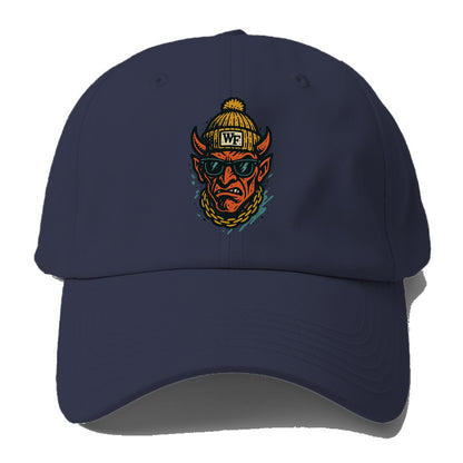 Winston-Salem Demon wearing Wake Forest beanie with WF patch - Baseball Cap For Big Heads - Twilight Navy(Blue)