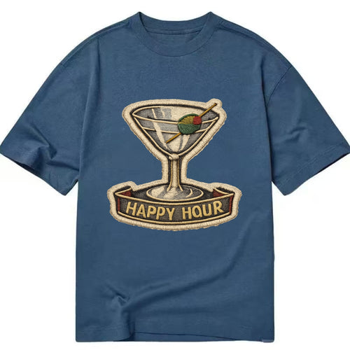 COCKTAIL MARTINI - martini glass with olive in silver and green , happy hour - Classic T-shirt