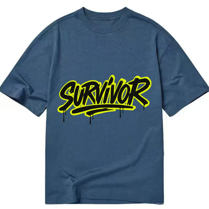 Bold typography design - "SURVIVOR" - overcomer, still standing, made it through - Classic T-shirt - Twilight Navy(Blue)