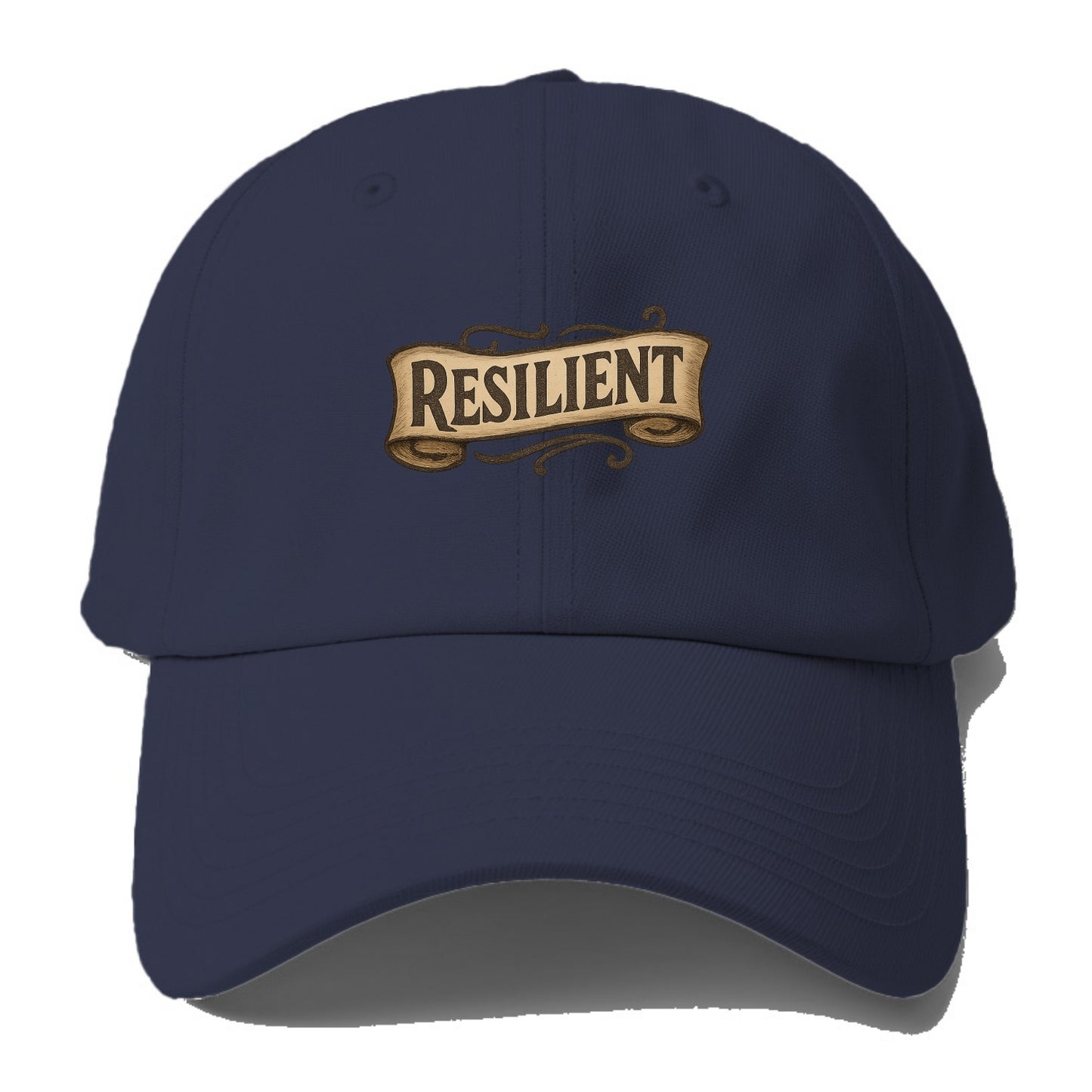 Bold typography design - "RESILIENT" - bouncing back, unbreakable spirit - Baseball Cap - Twilight Navy(Blue)