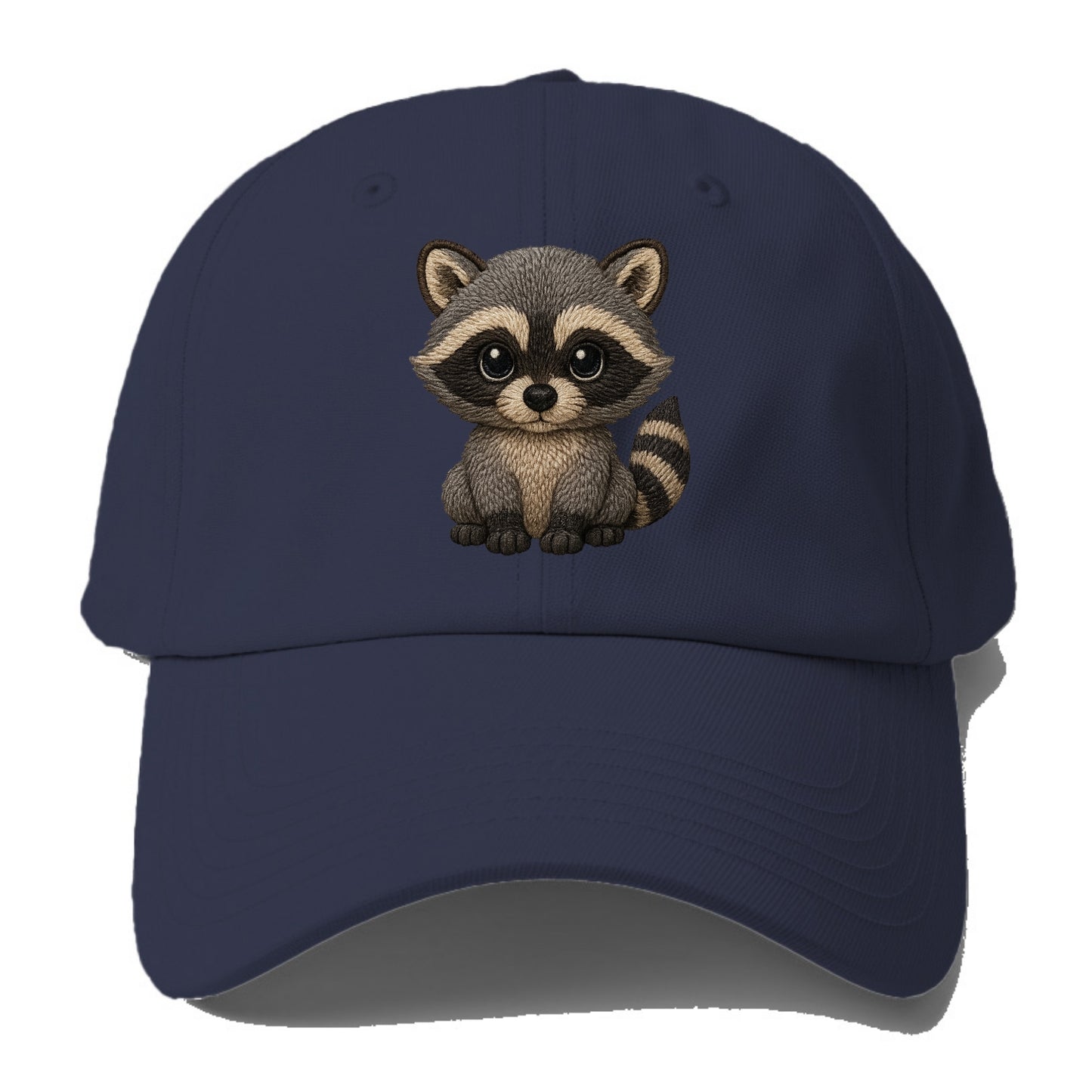 Baby Raccoon - gray fur, black mask, ringed tail, bright curious eyes, - Baseball Cap For Big Heads - Twilight Navy(Blue)