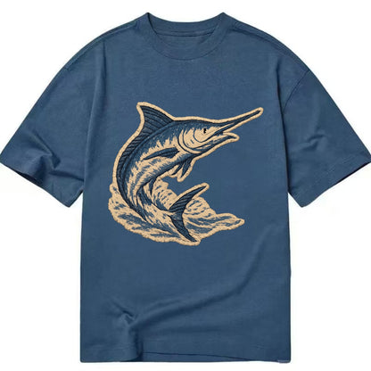 SWORDFISH MARLIN - leaping marlin in blue and silver , sport fishing - Classic T-shirt - Twilight Navy(Blue)