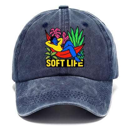 Person relaxing in hammock with plants - "soft life" aesthetic, peaceful living goals - Classic Cap - Twilight Navy(Blue)