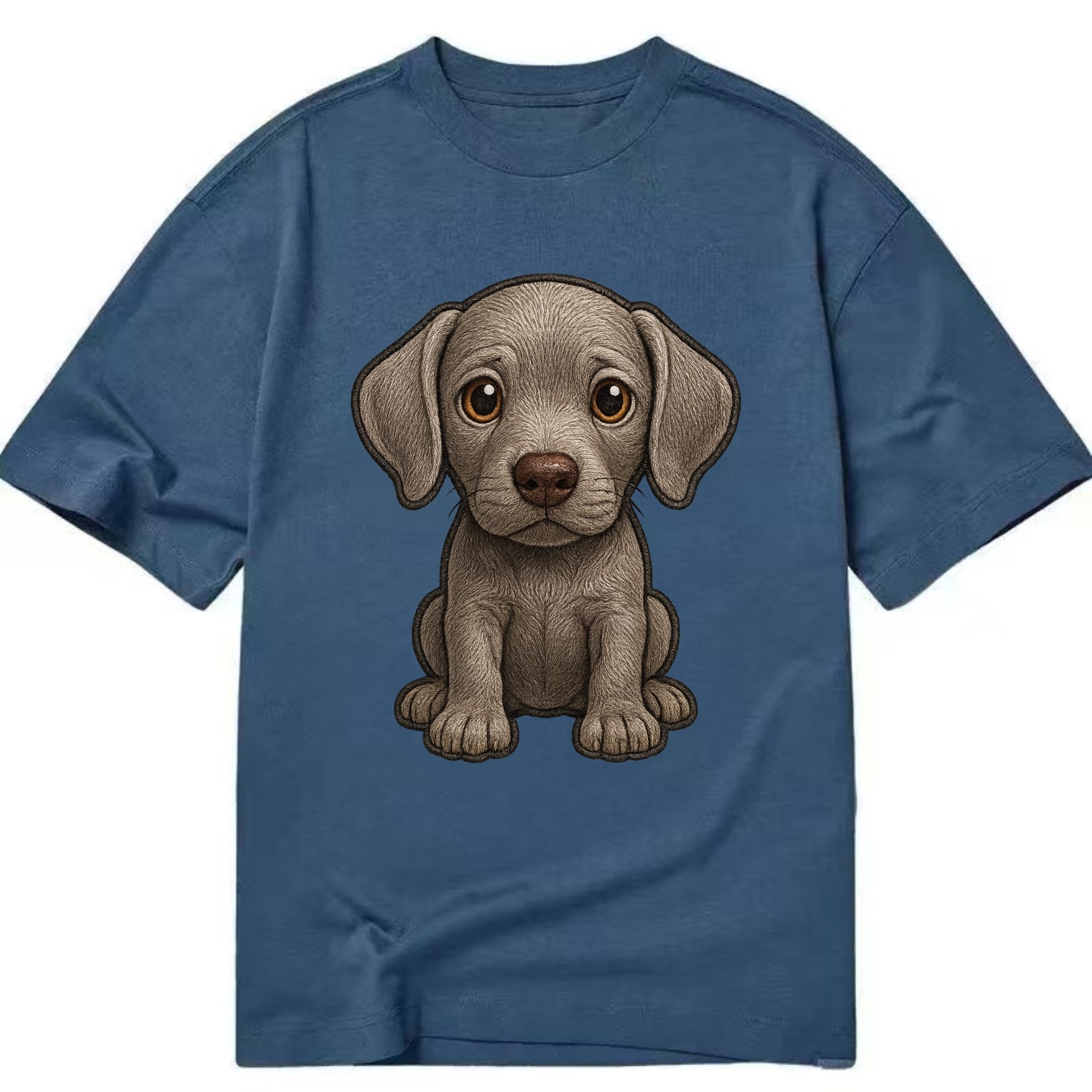 Baby Weimaraner Puppy - silver-gray coat, amber eyes, sleek body, front-facing, - Classic T-shirt - Twilight Navy(Blue)