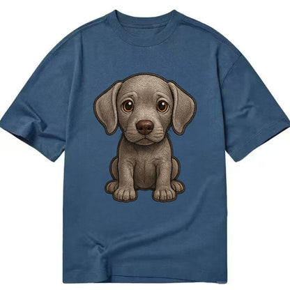 Baby Weimaraner Puppy - silver-gray coat, amber eyes, sleek body, front-facing, - Classic T-shirt - Twilight Navy(Blue)