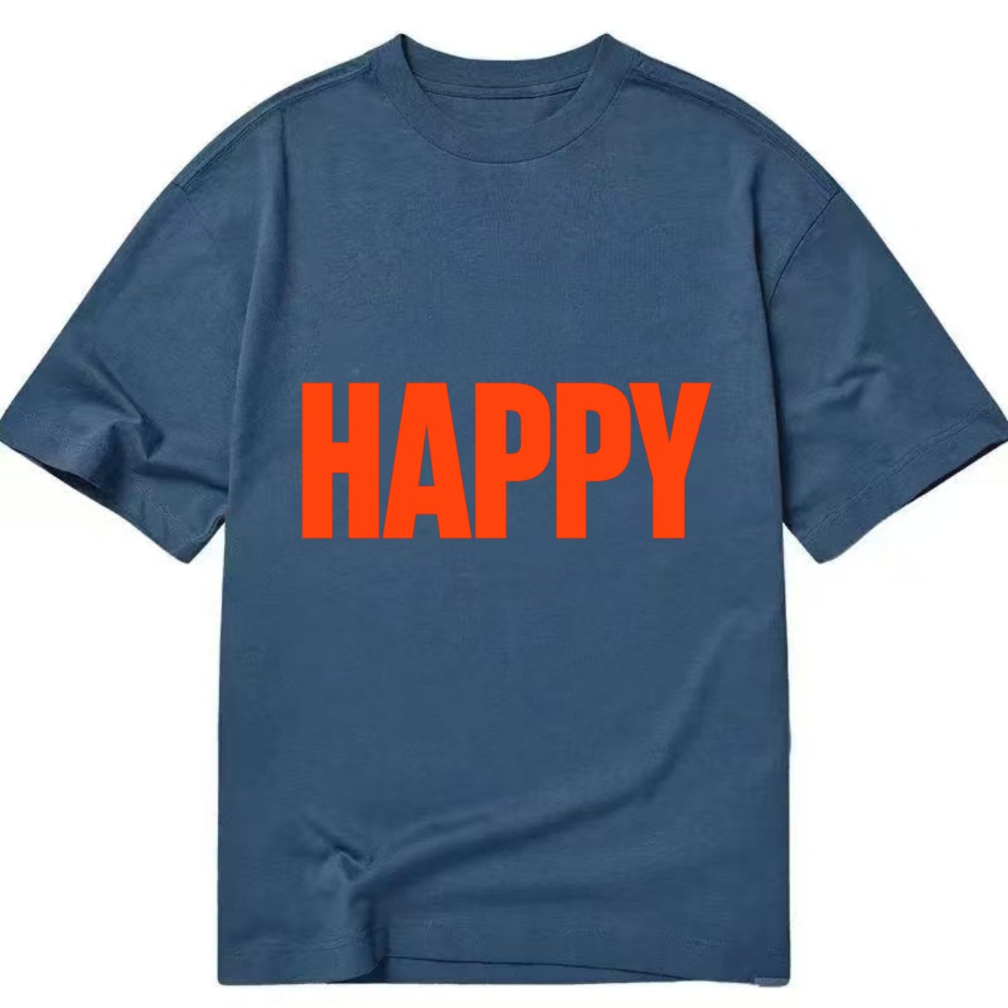 Bold typography design - "HAPPY" - joyful, content, pleased - Classic T-shirt - Twilight Navy(Blue)