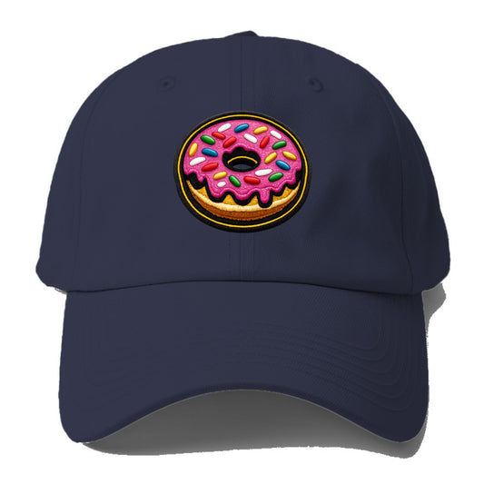 DONUT SPRINKLES - glazed donut with sprinkles in pink and rainbow , sweet treat - Baseball Cap - Twilight Navy(Blue)