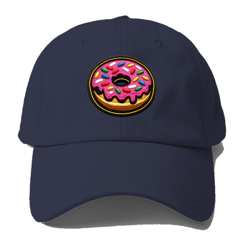 DONUT SPRINKLES - glazed donut with sprinkles in pink and rainbow , sweet treat - Baseball Cap