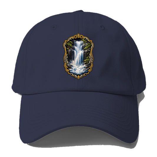 WATERFALL CASCADE - falling water with mist in blue and white , nature - Baseball Cap For Big Heads - Twilight Navy(Blue)