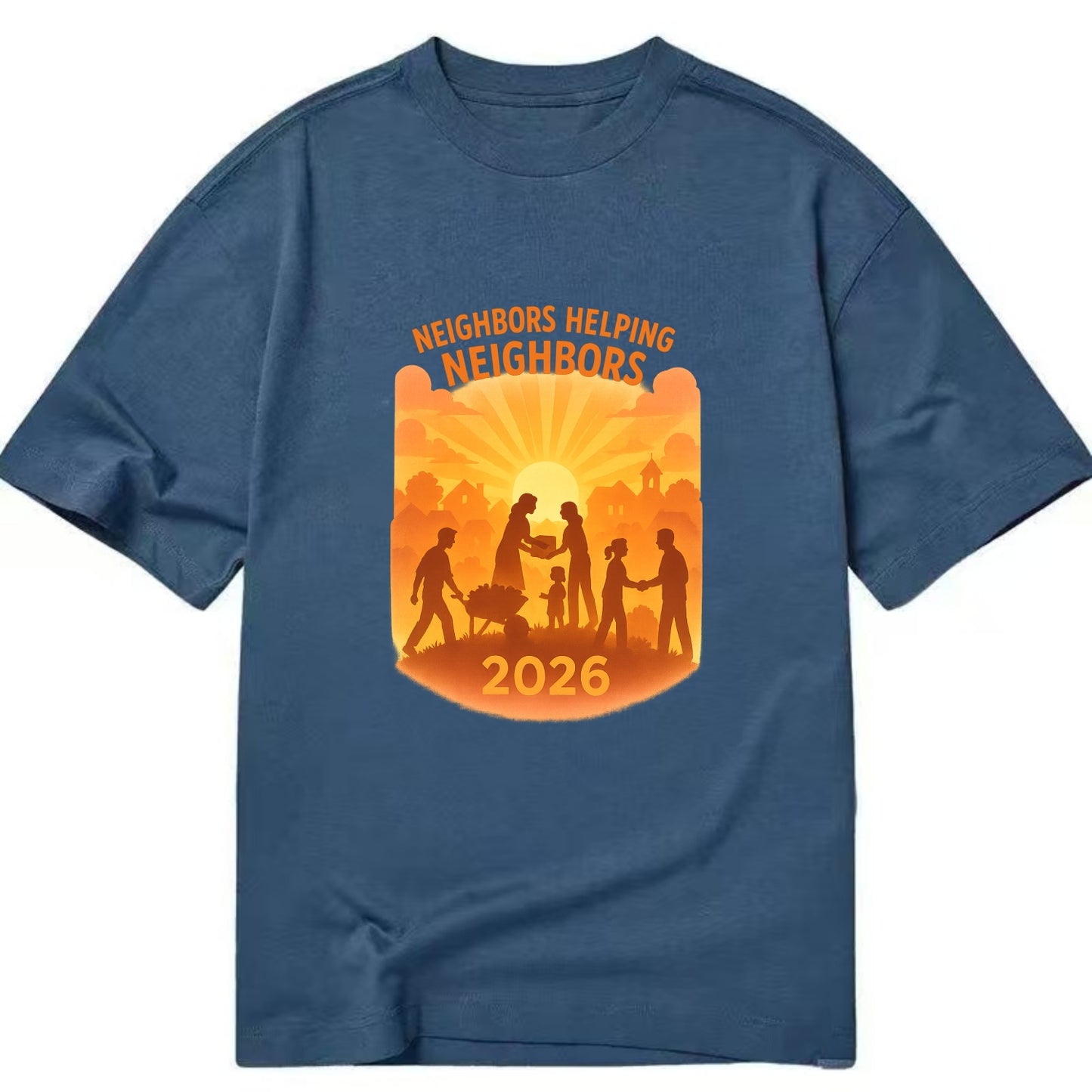 Local communities thriving with shared resources - "Neighbors Helping Neighbors" - Classic T-shirt - Twilight Navy(Blue)