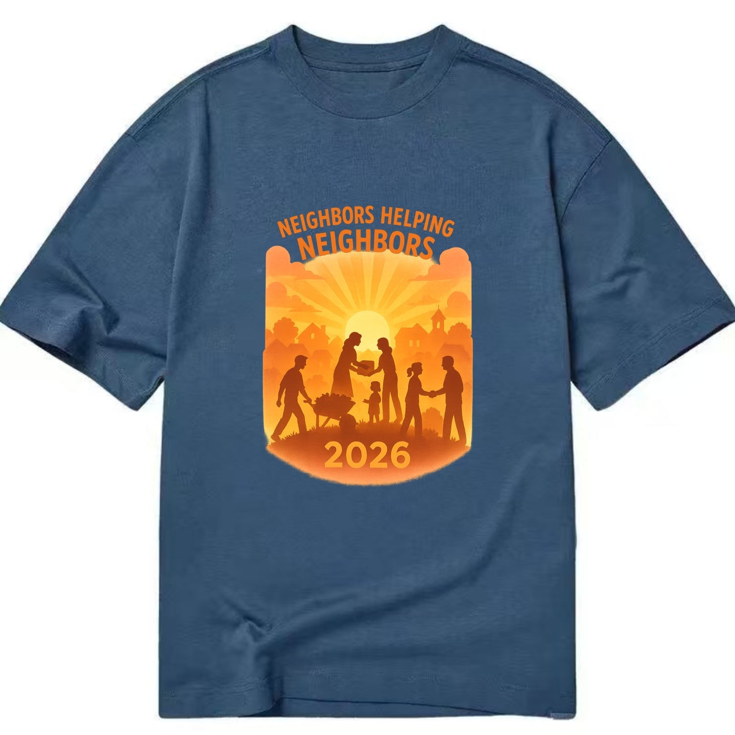 Local communities thriving with shared resources - "Neighbors Helping Neighbors" - Classic T-shirt - Twilight Navy(Blue)