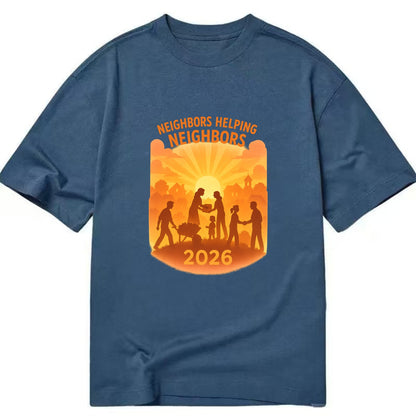 Local communities thriving with shared resources - "Neighbors Helping Neighbors" - Classic T-shirt - Twilight Navy(Blue)