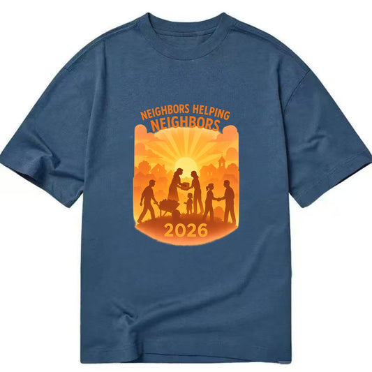 Local communities thriving with shared resources - "Neighbors Helping Neighbors" - Classic T-shirt - Twilight Navy(Blue)