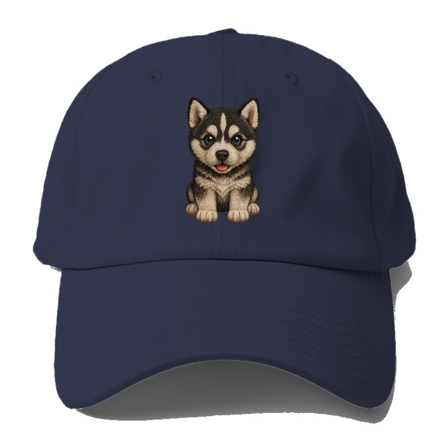 Baby Siberian Husky Puppy - blue or bi-colored eyes, fluffy coat, wolf-like, - Baseball Cap - Twilight Navy(Blue)