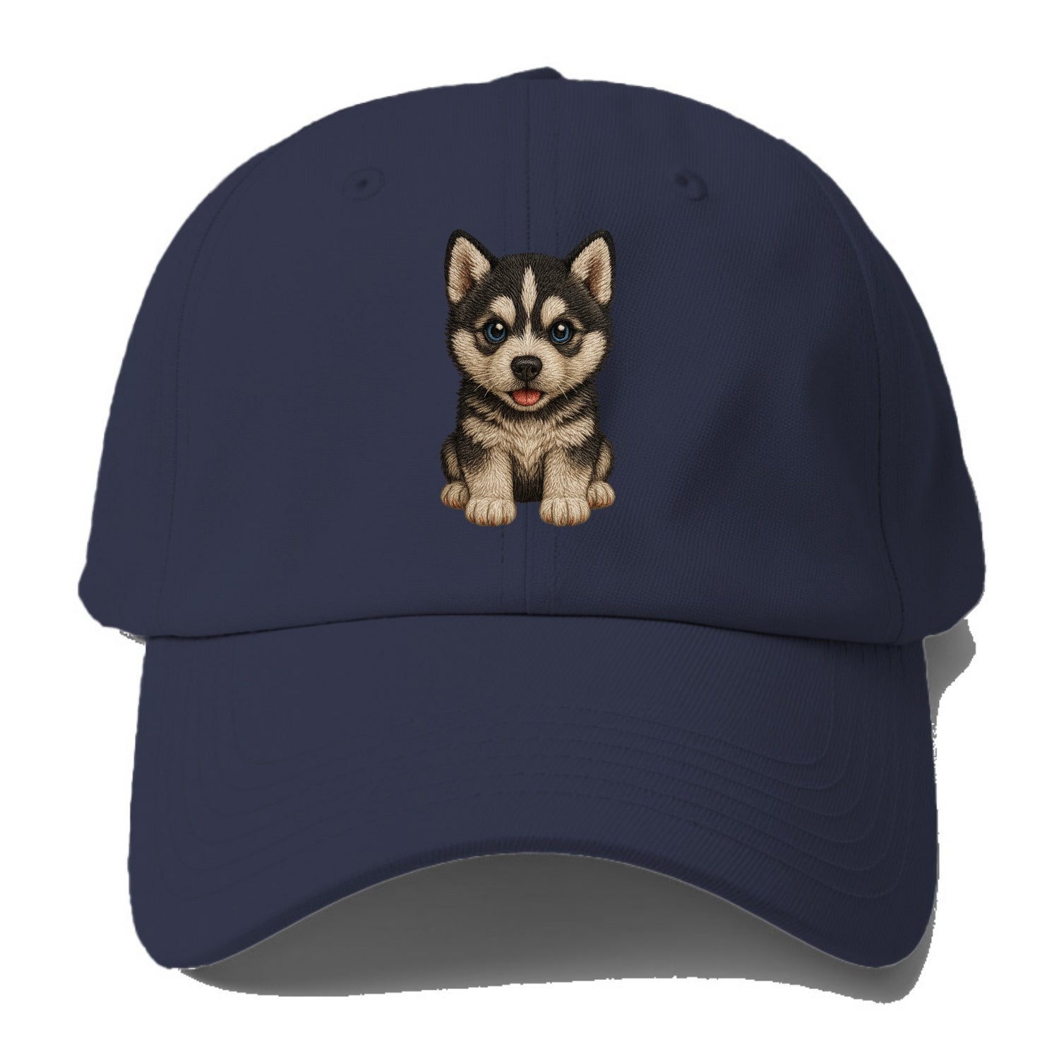 Baby Siberian Husky Puppy - blue or bi-colored eyes, fluffy coat, wolf-like, - Baseball Cap - Twilight Navy(Blue)