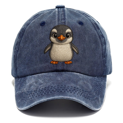 Baby Gentoo Penguin - orange beak, white cap, bright eyes, front-facing, energetic - Classic Cap - Twilight Navy(Blue)