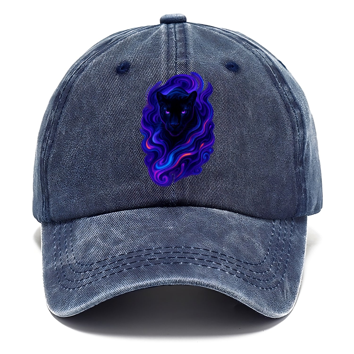 Sleek black panther emerging from swirls of deep purple and electric blue, - Classic Cap - Twilight Navy(Blue)