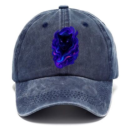 Sleek black panther emerging from swirls of deep purple and electric blue, - Classic Cap - Twilight Navy(Blue)